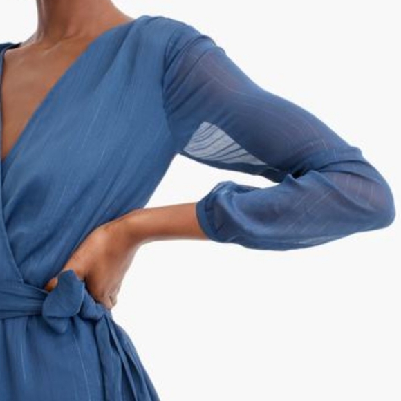 NWT Point Sur Faux-wrap Dress In Lurex Crinkle Chiffon - Picture 3 of 9